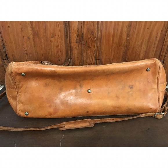 Antique 1955 Leather U S Mail Money Duffle Bag Railroad Overnight Crossbody Bag - Picture 6 of 10